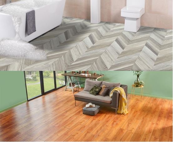 Interlocking Luxury Vinyl Flooring Tile, Wood Floor Plank For Kitchen Bathroom