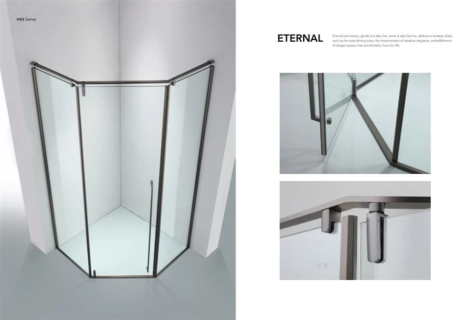Tempered Clear Glass Casement Door Shower Room